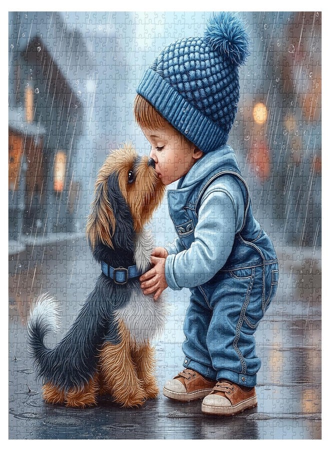 PICKFORU أحجية كلاب لطيفة للكبار، 1000 قطعة، أحجية PICKFORU الودية على شكل قلوب حب، تصميم جرو ممطر صعب للغاية كديكور منزلي - Image 3